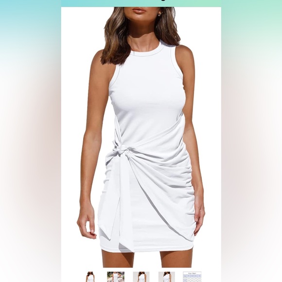 Women's Casual Sleeveless Bodycon Beach Tank Ruched Mini Dresses Medium - Picture 3 of 7